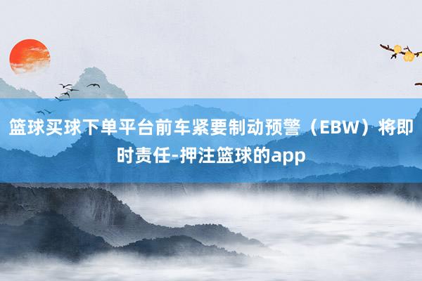 篮球买球下单平台前车紧要制动预警(EBW)将即时责任-押注篮球的app