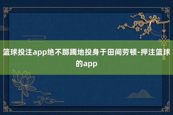 篮球投注app绝不踯躅地投身于田间劳顿-押注篮球的app