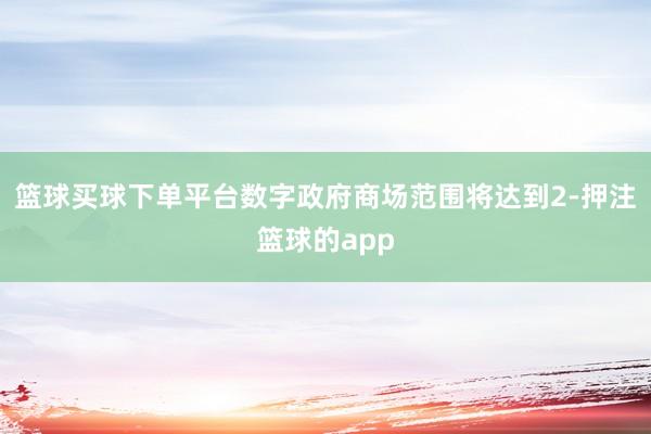 篮球买球下单平台数字政府商场范围将达到2-押注篮球的app