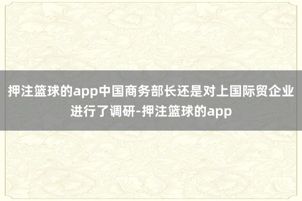 押注篮球的app中国商务部长还是对上国际贸企业进行了调研-押注篮球的app