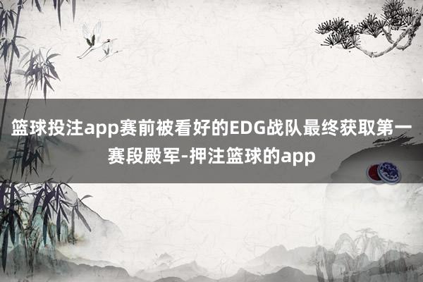 篮球投注app赛前被看好的EDG战队最终获取第一赛段殿军-押注篮球的app