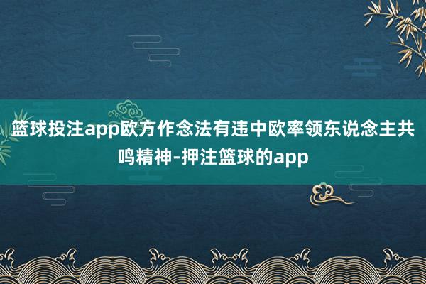 篮球投注app欧方作念法有违中欧率领东说念主共鸣精神-押注篮球的app