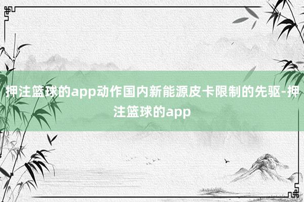 押注篮球的app动作国内新能源皮卡限制的先驱-押注篮球的app
