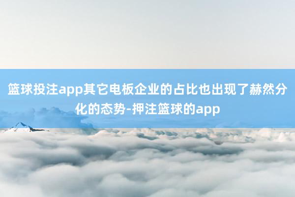篮球投注app其它电板企业的占比也出现了赫然分化的态势-押注篮球的app