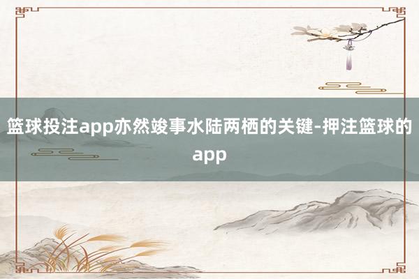 篮球投注app亦然竣事水陆两栖的关键-押注篮球的app