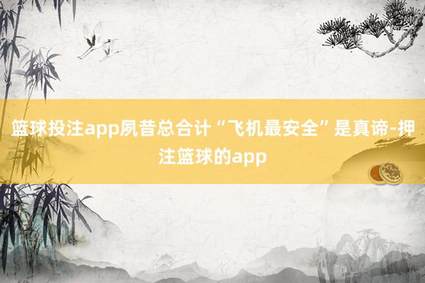篮球投注app夙昔总合计“飞机最安全”是真谛-押注篮球的app