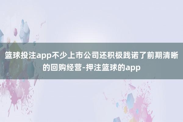 篮球投注app不少上市公司还积极践诺了前期清晰的回购经营-押注篮球的app