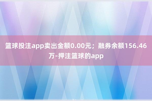篮球投注app卖出金额0.00元;融券余额156.46万-押注篮球的app
