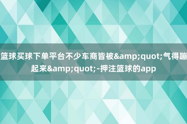 篮球买球下单平台不少车商皆被&quot;气得蹦起来&quot;-押注篮球的app