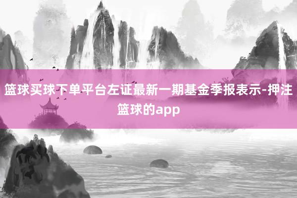 篮球买球下单平台左证最新一期基金季报表示-押注篮球的app