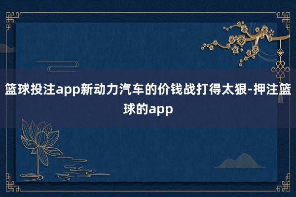 篮球投注app新动力汽车的价钱战打得太狠-押注篮球的app