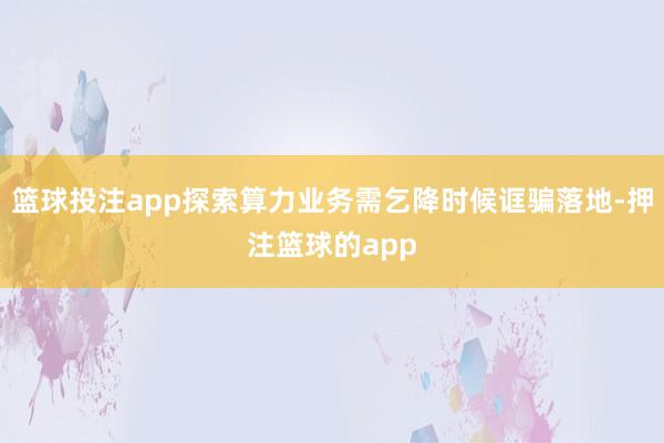 篮球投注app探索算力业务需乞降时候诓骗落地-押注篮球的app