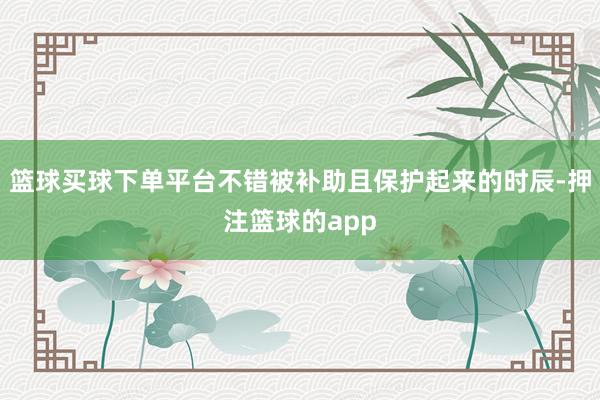 篮球买球下单平台不错被补助且保护起来的时辰-押注篮球的app