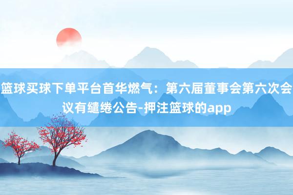 篮球买球下单平台首华燃气：第六届董事会第六次会议有缱绻公告-押注篮球的app