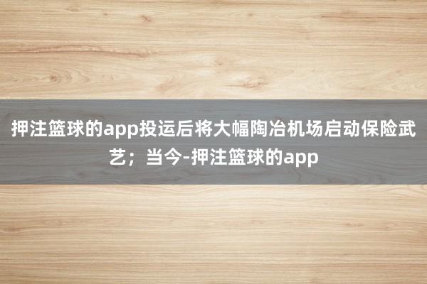 押注篮球的app投运后将大幅陶冶机场启动保险武艺;当今-押注篮球的app