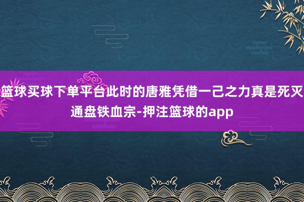 篮球买球下单平台此时的唐雅凭借一己之力真是死灭通盘铁血宗-押注篮球的app
