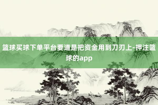 篮球买球下单平台要道是把资金用到刀刃上-押注篮球的app