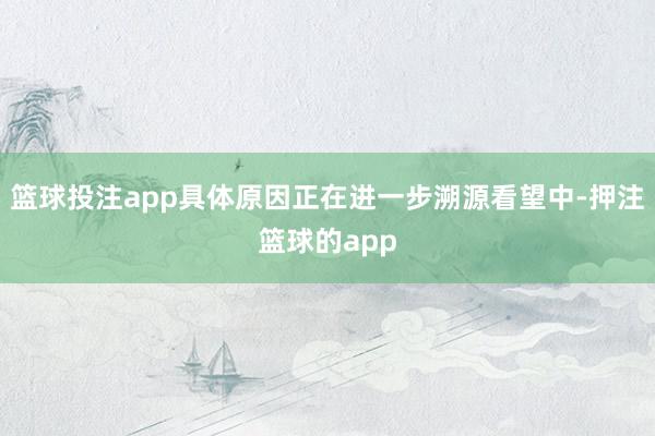 篮球投注app具体原因正在进一步溯源看望中-押注篮球的app