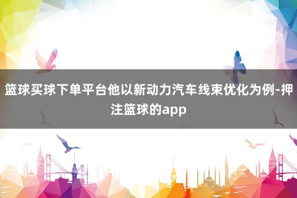 篮球买球下单平台他以新动力汽车线束优化为例-押注篮球的app