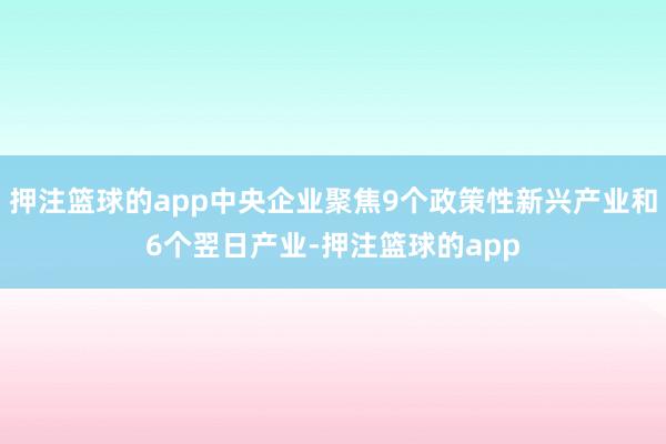 押注篮球的app中央企业聚焦9个政策性新兴产业和6个翌日产业-押注篮球的app
