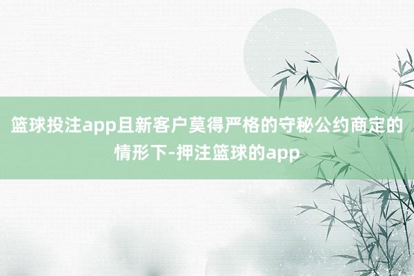 篮球投注app且新客户莫得严格的守秘公约商定的情形下-押注篮球的app